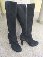 HOBBS LONDON nr 40 czarne włoskie luksusowe kozaki na platformie