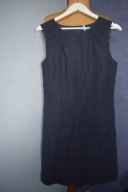 C C Sukienka lniana letnia ołówkowa granatowa_40