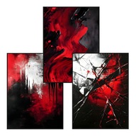 Plakat Zestaw 30x40, 3 sztuki, plakaty, postery MODERN ART CZERWIEŃ