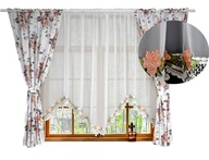 FIRANA GOTOWA W KWIATY Z GIPURĄ WOAL Z ZASŁONAMI 400X160 CM