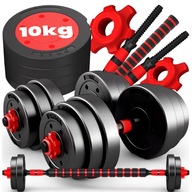 Zestaw hantli bitumicznych 10 kg regulowane 2x5 kg z gryfem i sztangą KANZA