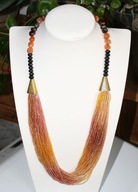 Naszyjnik ze szklanych koralików, agatu i jadeitu