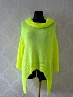 Made In Italy damski żółty sweterk z szerokim golfem UNI