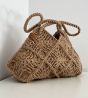 Jute Mosaic Frame - torebka jutowa, ręcznie robiona szydełkiem