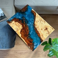 Stolik kawowy z drewnem topoli i żywicą epoksydową z efektem fal