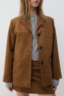 H & M marynarka zamszowa żakiet brązowy karmelowy imitacja zamszu oversize