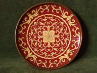 Stary mosiężny talerz - emalia komórkowa cloisonne