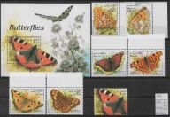 MOTYLE Afganistan 1998 Mi 1798-03 + bl.103 ** Motyle. Jak skan. Stan BDB.