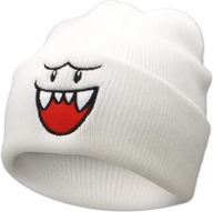 Czapka zimowa beanie biała z haftem