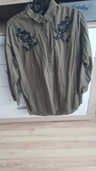 koszula damska z czarnym haftem PRIMARK ____ 42 khaki