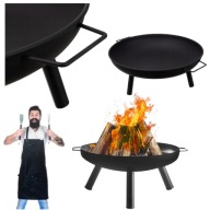 PALENISKO OGRODOWE METALOWE GRILL NA OGNISKO DUŻE TRÓJNÓG Z UCHWYTAMI 58CM