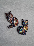 2szt Pin przypinka broszka kot kotek witraż mazaika