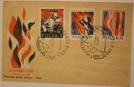 KONGRES CTIF - Warszawa 1957 - KOPERTA + 3 ZNACZKI + 2 PIECZĄTKI