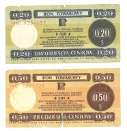 BON TOWAROWY, 20 centów i 50 centów - ZESTAW BONÓW, PEWEX