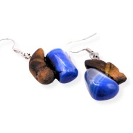 Kolczyki "niebieski agat", pirografia, agat, drewno, dla niej, prezent