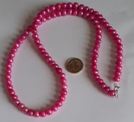 Retro* perły słodkowodne- 6mm - fuksja - srebro 925