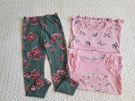 Cool Club legginsy w kwiatki Pepco 2 bluzki różowe roz 128-140