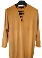 New Look żółta bluzka rękaw 3/4 XS 34 tunika oversize