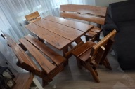 Dębowy zestaw stół krzesła ławki na 8 osób ręczna robota nowy