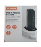 HYKKER STACJA ŁADUJĄCA 30W 5× USB TYP C 2 m KABEL CZARNA