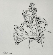 KONTRABASISTA ORYGINALNY RYSUNEK JAZZ JAZZMAN