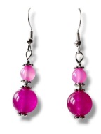 JFAG14 Kolczyki kamienie JADEIT FUKSJA AGAT