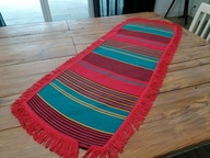 WEŁNIANY KILIM KAPA PASIAK NA FOTEL SIEDZISKO FRĘDZLE 55 x 138 ZZ