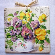 Robótkownia Kafelek obrazek 15x15 Kwiaty kwiat Żółte bratki z pra.