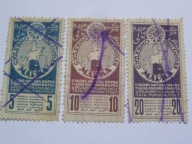 ZSRR - 3 znaczki sądowe i celne - sudowo-mitowa marka - 5,10,20 k - revenue