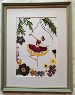 Natura Obraz z Suszonych Kwiatów Dekoracja Prezent Baletnica Rękodzieło