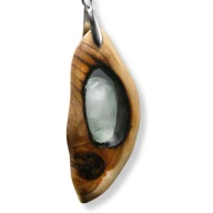 Wisiorek chalcedon i wiąz - handmade, pirografia, prezent, dla niej
