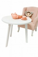 Drewniany stolik biały – styl skandynawski, naturalne drewno 50CM