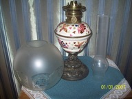 -[@7z] DOBRA CENA-Majolikowa lampa naftowa XIXw