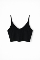 Czarny crop top bawełniany Even&Odd basic regulowane ramiączka bawełna M