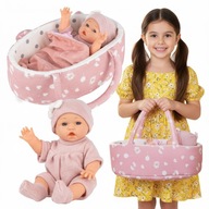 Śliczna Lalka Dziecko Bobas Z Nosidełkiem Dzidziuś 30cm Akcesoria