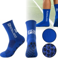 2 PARY SKARPETY ANTYPOŚLIZGOWE PIŁKARSKIE SPORTOWE NIEBIESKIE DŁUGIE 39-45
