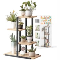 KWIETNIK STOJAK NA ROŚLINY KWIATY DONICZKI METALOWY REGAŁ DREWNIANE PÓŁKI