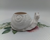 Ślimak ślimaczek - biały porcelanowy pojemnik osłonka na doniczkę - 17cm