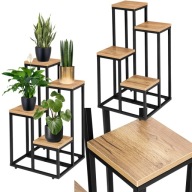 KWIETNIK STOJĄCY METALOWY CZARNY PÓŁKI NA KWIATY DONICZKI SOLIDNY LOFT 68CM