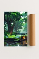 Plakat bez ramy 21x30 cm Toyota Supra Dżungla Nocą | Pomysł na Prezent