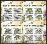 DINOZAURY. REP. BURUNDI. Mi ark.x4 po 4 zn. cięte B** 2011r