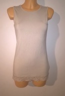 BEZOWA BLUZKA KORONKA WISKOZA KLASYCZNA wygodna S