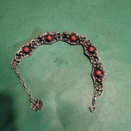 Bramzoletka Damska SREBRO 835 pr z 5 KORALAMI -FILIGRAM