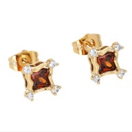 66764 Kolczyki 18K pozłacane 10 MM eleganckie kryształki z cyrkoniami