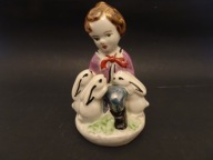 Steatyt Katowice, Buksowicz, dziewczynka z królikami, porcelana Prl