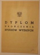 DYPLOM UKOŃCZENIA STUDIÓW WYŻSZYCH - UNIWERSYTET WARSZAWSKI 1949 - 52