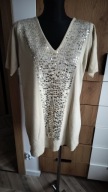 Bluzka damska 40 elegancka cekiny dzianina L wyrazista dekold