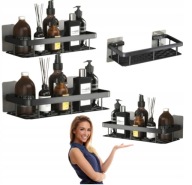 PÓŁKA ŁAZIENKOWA SAMOPRZYLEPNA ŚCIENNA POD PRYSZNIC METALOWA CZARNA - 2 SZT