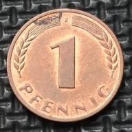 *NIEMCY [0205]*1 fenig 1950 *J* Niemcy Zachodnie (RFN) Kłosy, Liście dębu