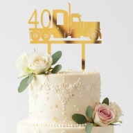 topper na tort dekoracja personalizacja wiek CIEŻARÓWKA!!złote lustro plexa